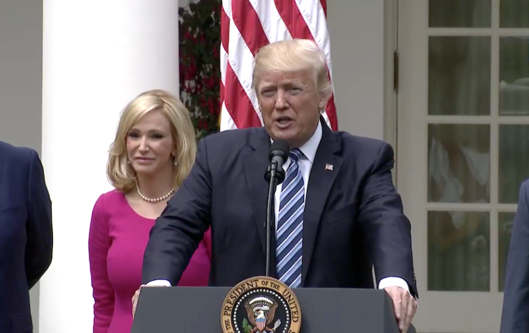 President Donald Trump speaks in the Rose Garden at the White House on May 4, 2017.