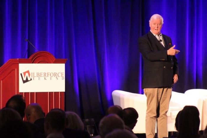 Os Guinness speaks at Wilberforce Weekend 2017 at Gaylord National Resort and Convention Center in Oxon Hill, Maryland on May 19, 2017.