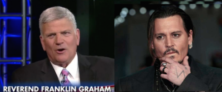 (L to R) Franklin Graham and Johnny Depp.