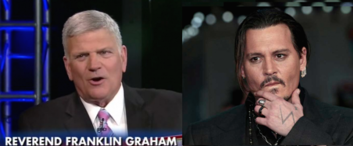 (L to R) Franklin Graham and Johnny Depp.