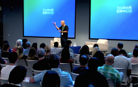 Francis Chan, a bestselling author who heads We Are Church, speaks to Facebook employees in California, June 22, 2017.