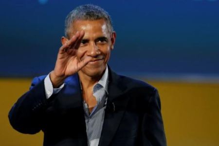 A photo of Former U.S. President Barack Obama at the Global Food Innovation Summit in Milan, Italy on May 9, 2017.