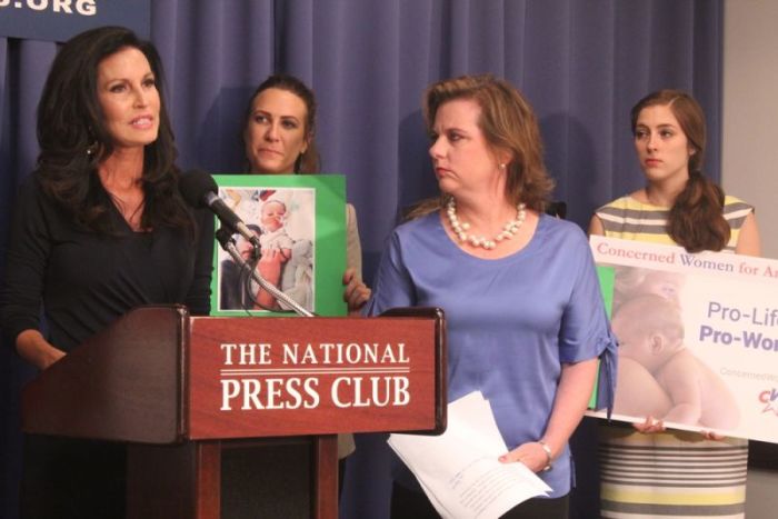 Penny Nance of Concerned Women for America and Marjorie Dannenfelser of the Susan B. Anthony List speak in support of baby Charlie Gard at the National Press Club in Washington, D.C. on July 6, 2017.