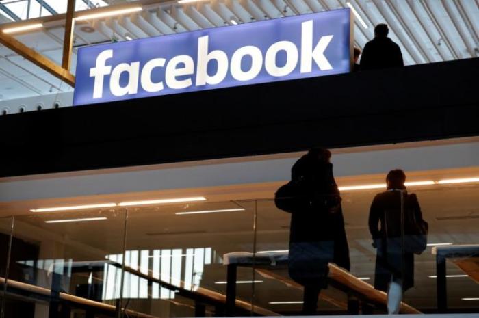 Facebook logo is seen at a start-up companies gathering at Paris' Station F in Paris, France, January 17, 2017.