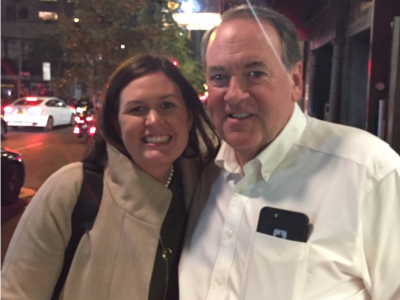 Sarah Huckabee Sanders with her father, former Arkansas Governor Mike Huckabee.