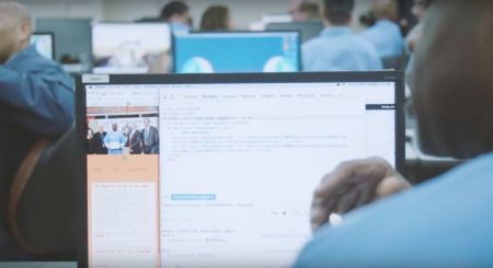 An inmate at San Quintin State Prison in California participates in The Last Mile coding training program in this undated photo.