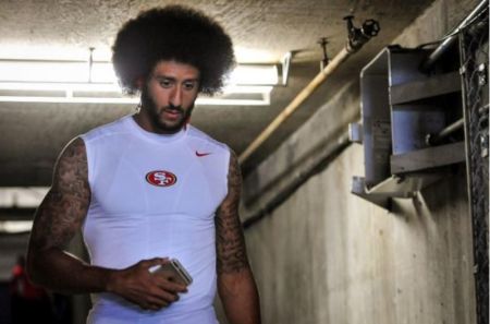 San Francisco 49ers quarterback Colin Kaepernick (7) walks through the tunnel out onto the field before the game against the San Diego Chargers before the game at Qualcomm Stadium, Sept. 1, 2016.