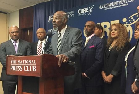 William Allen, the former dean of James Madison College at Michigan State University, speaks at a press conference at the National Press Club in Washington, D.C. on Aug. 14, 2017.