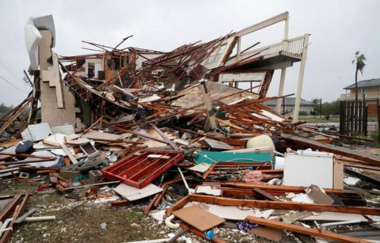 A condominium complex is reduced to rubble after Hurricane Harvey struck Rockport, Texas, August 26, 2017.