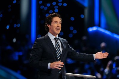 Evangelist Joel Osteen preaching at the Lakewood Church on July 17, 2016.