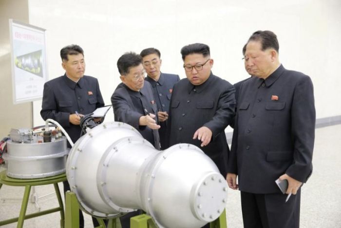 North Korean President Kim Jong Un provides guidance on a nuclear weapons program in this undated photo released by Korean Central News Agency (KCNA) last September 3, 2017.