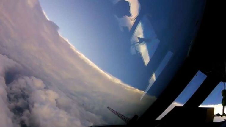 NOAA hurricane hunters flew through the eye of Hurricane Irma capturing the storm's massive eye wall on camera, September 6, 2017.