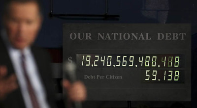 U.S. national debt clock seen at over trillion.