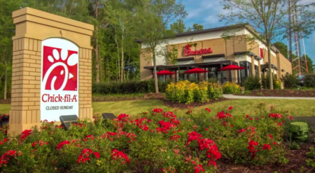 A Chick-fil-A restaurant proudly displays the companies 'closed Sunday' policy. It's a practice that has been in place since 1946.