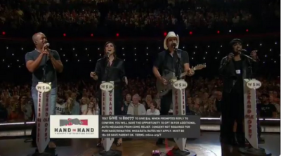 CeCe Winans, Demi Lovato, Darius Rucker and Brad Paisley perform the Joe Crocker classic, 'With A Little Help From My Friends' on September 12, 2017 from the The Grand Ole Opry in Nashville, Tennessee.