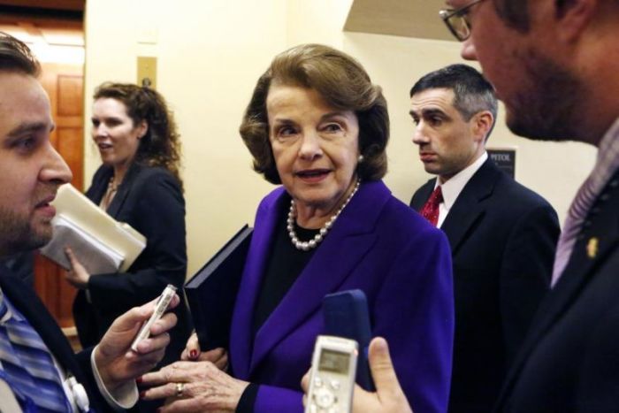 U.S. Senator Dianne Feinstein seen walking to the Senate floor on Capitol Hill in Washington, D.C., on December 9, 2014.