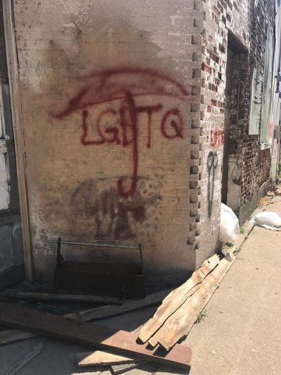 Vandals spray-painted red graffiti LGBT messages on Cornerstone Community Church, the Cavalier Theater, Sequel Resale Shop and Credit Bureau Data, in La Crosse, Wisconsin, on September 9, 2017.