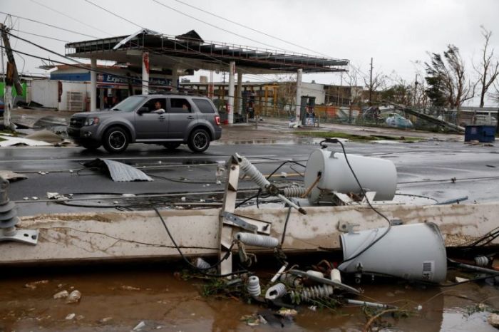 Damaged electrical installations are seen after the area was hit by Hurricane Maria en Guayama, Puerto Rico September 20, 2017.