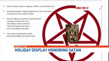 An application for a satanic monument at a city park in Boca Raton, Florida, as seen in a CBS 12 video on September 26, 2017.