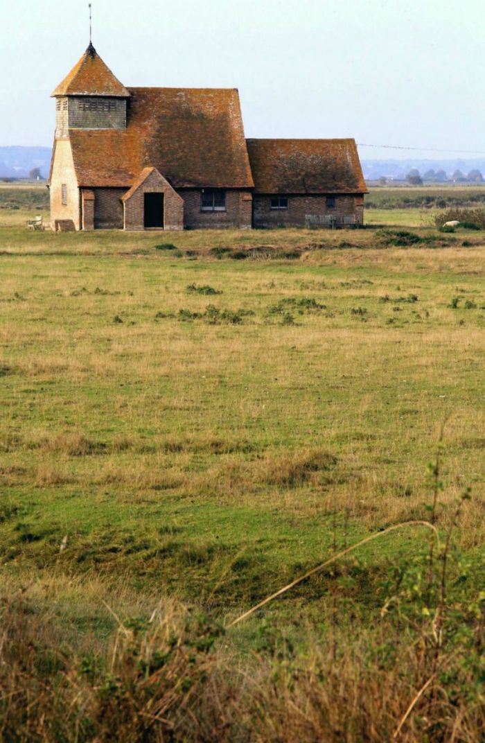 The picturesque St. Thomas à Becket Church in the Romney Marsh.