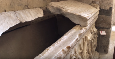 A ruined tomb that is part of the fourth-century church of St. Nicholas in Demre, in modern day Turkey.