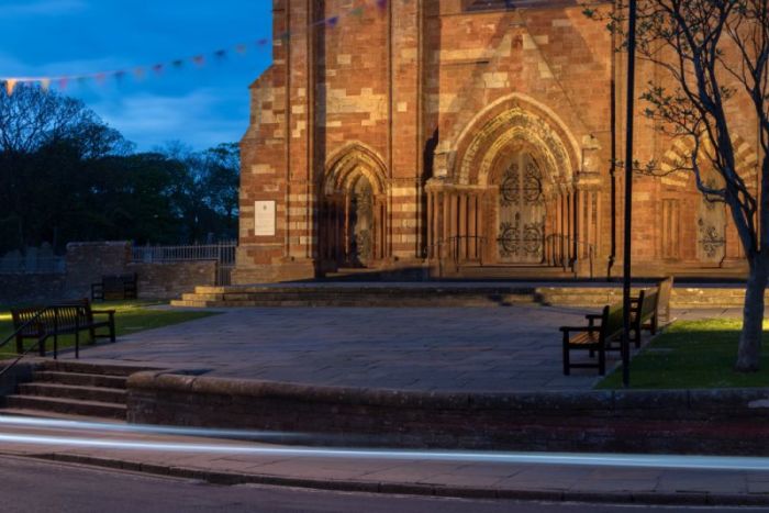 St. Magnus Cathedral at dusk.