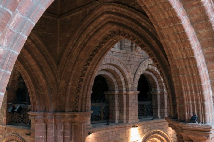 The interior of St. Magnus Cathedral as seen from the triforium.