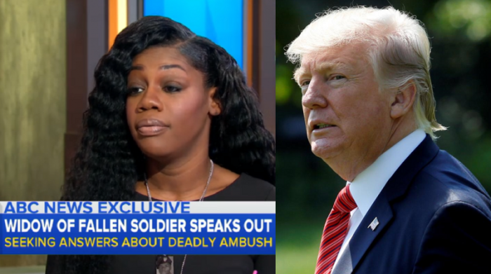 Widow of Sgt. La David Johnson Myeshia Johnson, 24 (L), and President Donald Trump (R)