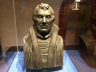 A bust of Protestant Reformer Martin Luther inside Wartburg Castle.