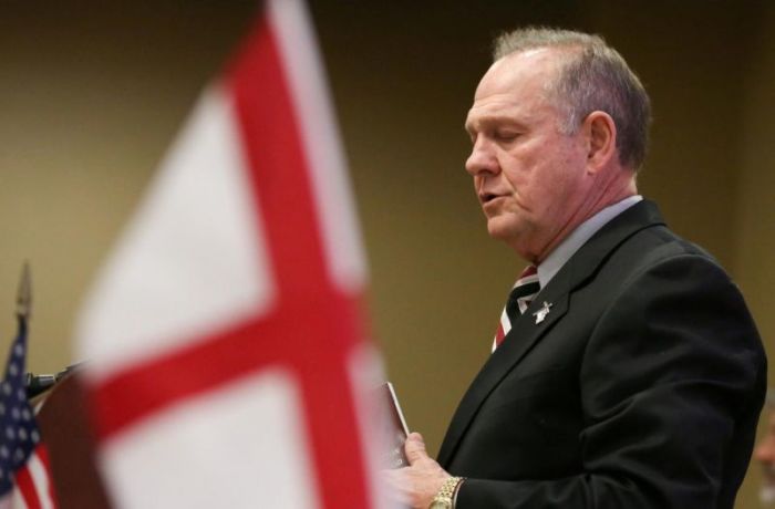 Judge Roy Moore participates in the Mid-Alabama Republican Club's Veterans Day Program in Vestavia Hills, Alabama, U.S. November 11, 2017.