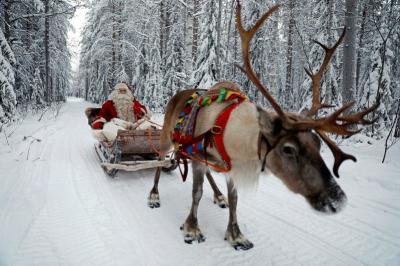 Credit : Santa Claus rides in his sleigh as he prepares for Christmas in the Arctic Circle near Rovaniemi, Finland December 15, 2016.