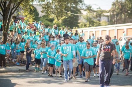 Demonstrators participate in a Love Life Charlotte prayer walk near A Preferred Women's Health abortion clinic in Charlotte, North Carolina in this undated photo posted to Facebook on Sept. 16, 2017.