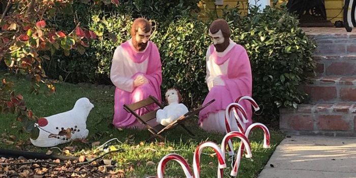 Two Josephs gay nativity, November 2017.