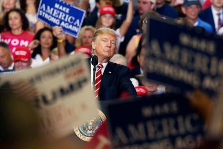 U.S. President Donald Trump speaks at a campaign rally in Phoenix, Arizona, U.S., August 22, 2017.