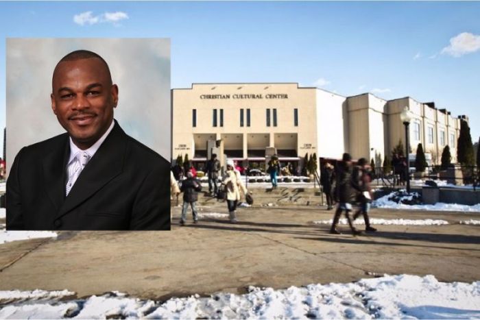 The late founder and CEO of Golden Krust Caribbean Bakery & Grill, Lowell Hawthorne (inset), and the Christian Cultural Center in Brooklyn, New York.