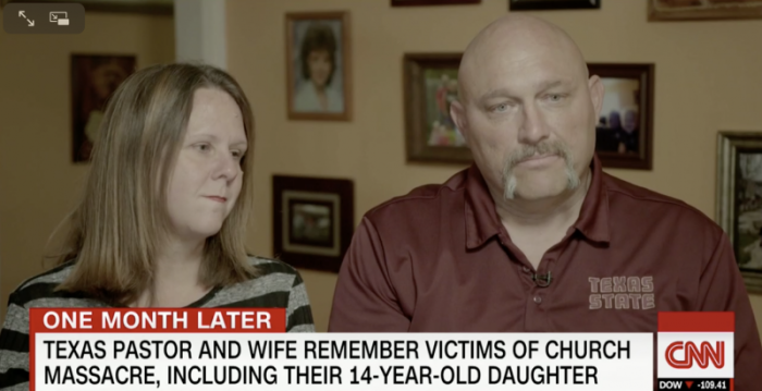 First Baptist Church Pastor Frank Pomeroy of Sutherland Springs, Texas, and his wife, Sherri, talk to CNN's Anderson Cooper on December 5, 2017.