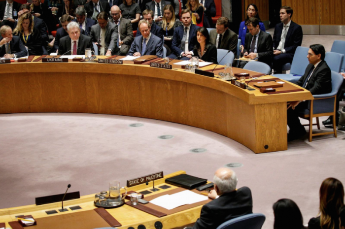 U.S. Ambassador to the United Nations Nikki Haley speaks following a vetoing an Egyptian-drafted resolution regarding recent decisions concerning the status of Jerusalem, during the United Nations Security Council meeting on the situation in the Middle East, including Palestine, at U.N. Headquarters in New York City, New York, U.S., December 18, 2017.