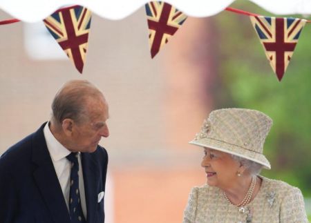 Britain's Queen Elizabeth and Prince Philip visit Pangbourne College near Reading, May 9, 2017.