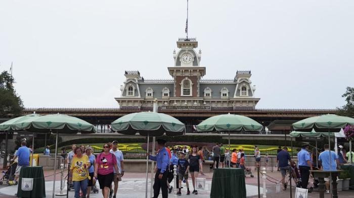 Security officers staff the entrance at the Walt Disney World's Magic Kingdom in Orlando, Florida, U.S. June 13, 2016.