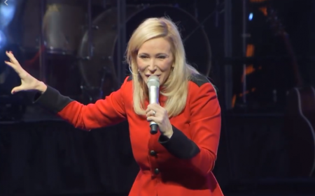 Televangelist Paula White teaches at New Destiny Christian Center in Apopka, Florida.