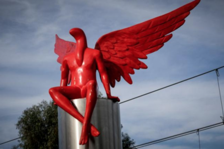 The 'Phylax' statue by Kostas Georgiou in Paleo Faliro Municipality of suburban Athens, Greece, has been the target of Christian protests, January 3, 2017.