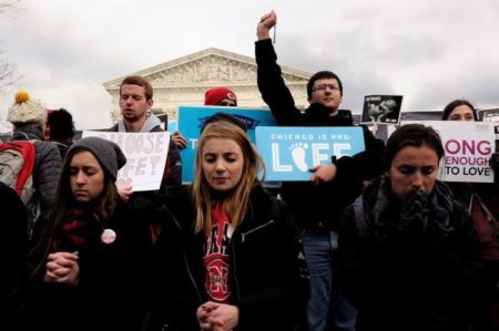 The annual March for Life concludes at the U.S. Supreme Court in Washington, D.C., U.S. January 27, 2017.