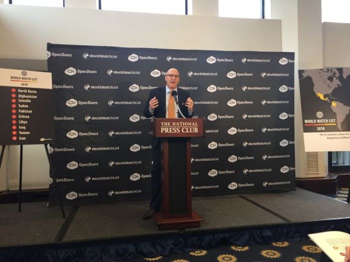 Open Doors USA CEO David Curry speaks at a press conference at the National Press Conference in Washington, D.C. on Jan. 10, 2018.