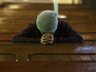 A man seen praying in this undated photo.