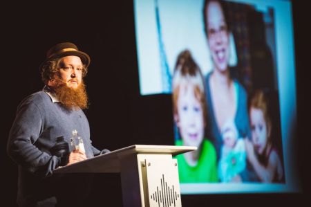 Tennessee dad Eric Brown, a photographer, shares the struggles and joys his family has faced since his wife, Ruth, gave birth to their daughter, Pearl, in 2012 while speaking at the 2018 Evangelicals for Life in Washington, D.C. on Jan. 18, 2018. Pearl Brown suffers from a rare disorder called Alobar holoprosencephaly.