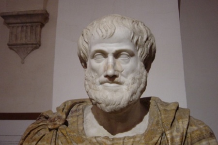 Bust of Aristotle. Marble, Roman copy after a Greek bronze original by Lysippos from 330 BC/National Museum of Rome, in this undated photo.