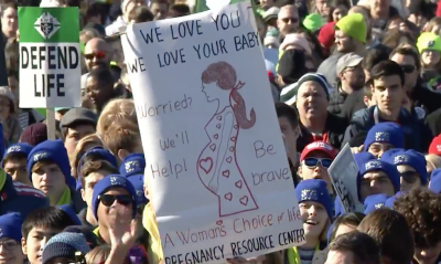 Tens of thousands of people gather at the National Mall in Washington, D.C., for the 45th Annual March for Life, Jan. 19, 2018.