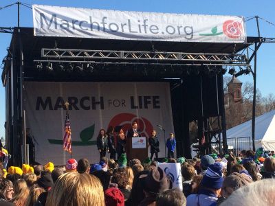 The stage at the March for Life 2018 on the National Mall on January 19, 2018.