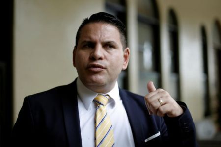 Fabricio Alvarado, presidential candidate from the National Restoration party, speaks to the media in San Jose, Costa Rica, January 23, 2018.