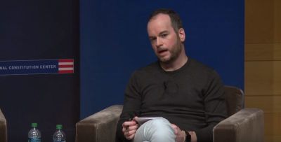 Brendan O'Neill, editor for the British libertarian online magazine Spiked, giving remarks at an event sponsored by the National Constitution Center on Thursday, January 25, 2018.